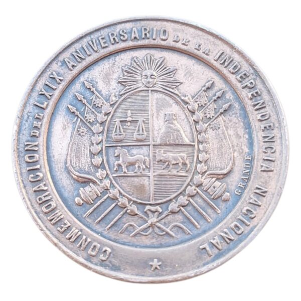 Medalla cobre LXIX Aniversario Independencia 1894 Uruguay