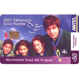 Tarjeta telefónica CENTENARIO SCOUT Mundial Uruguay 2007 (usada)
