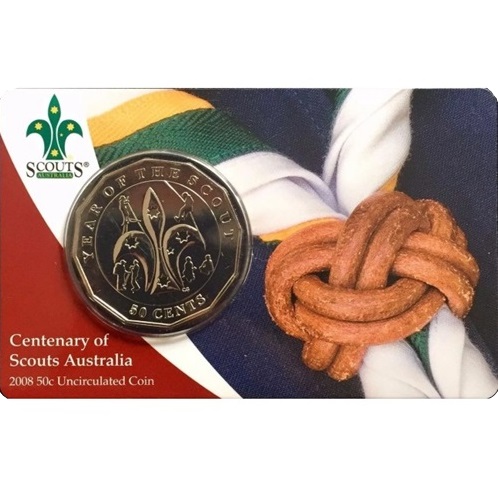 Moneda scout con tarjeta y cápsula CENTENARIO Scout Australia 2008