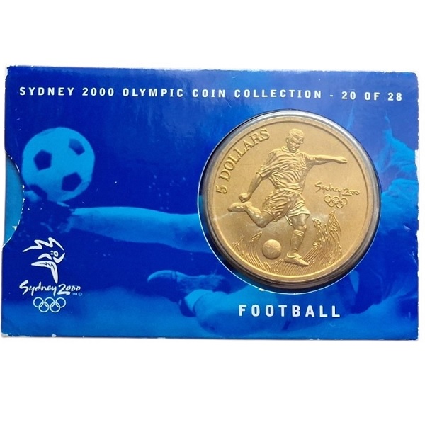 Moneda con tarjeta y cápsula FÚTBOL Juegos Olímpicos 2000