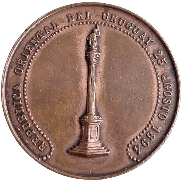 Medalla cobre LXIX Aniversario Independencia 1894 Uruguay - Imagen 2