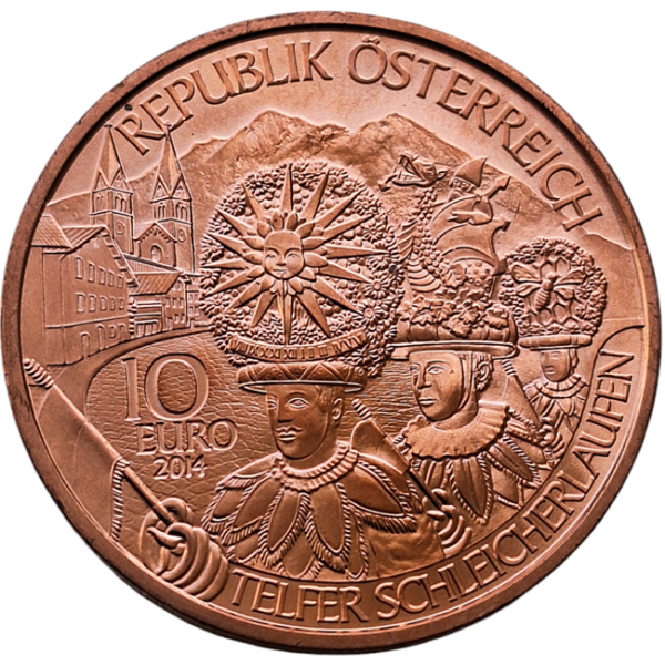 Moneda cobre 10 euros Austria 2014