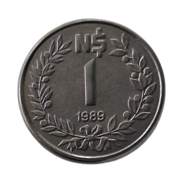 Moneda de acero 1 nuevo peso Uruguay 1989