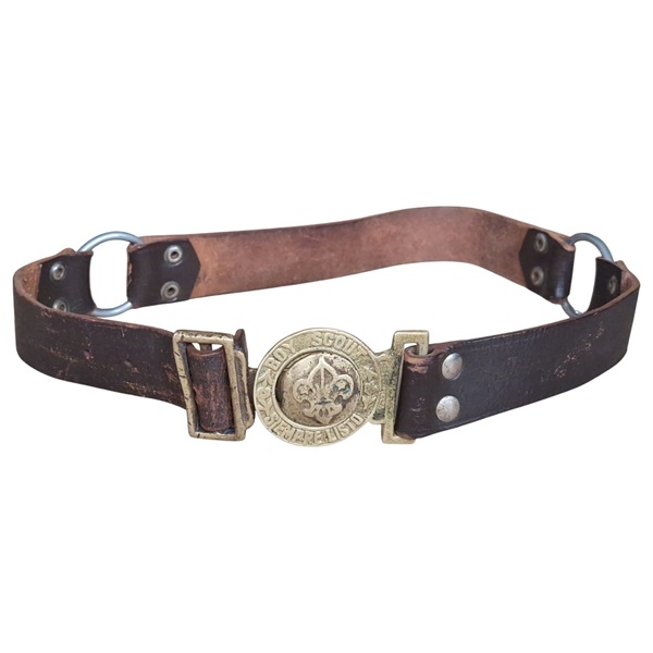 Hebilla scout ANBSU en bronce + cinturón de cuero