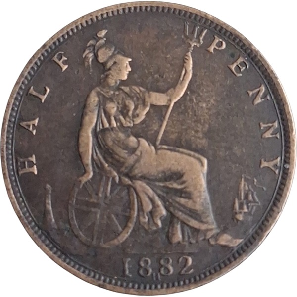 Moneda de bronce 1/2 Penny Imperio Británico 1882