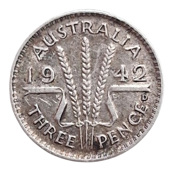 Moneda de plata 3 peniques 1942 Australia